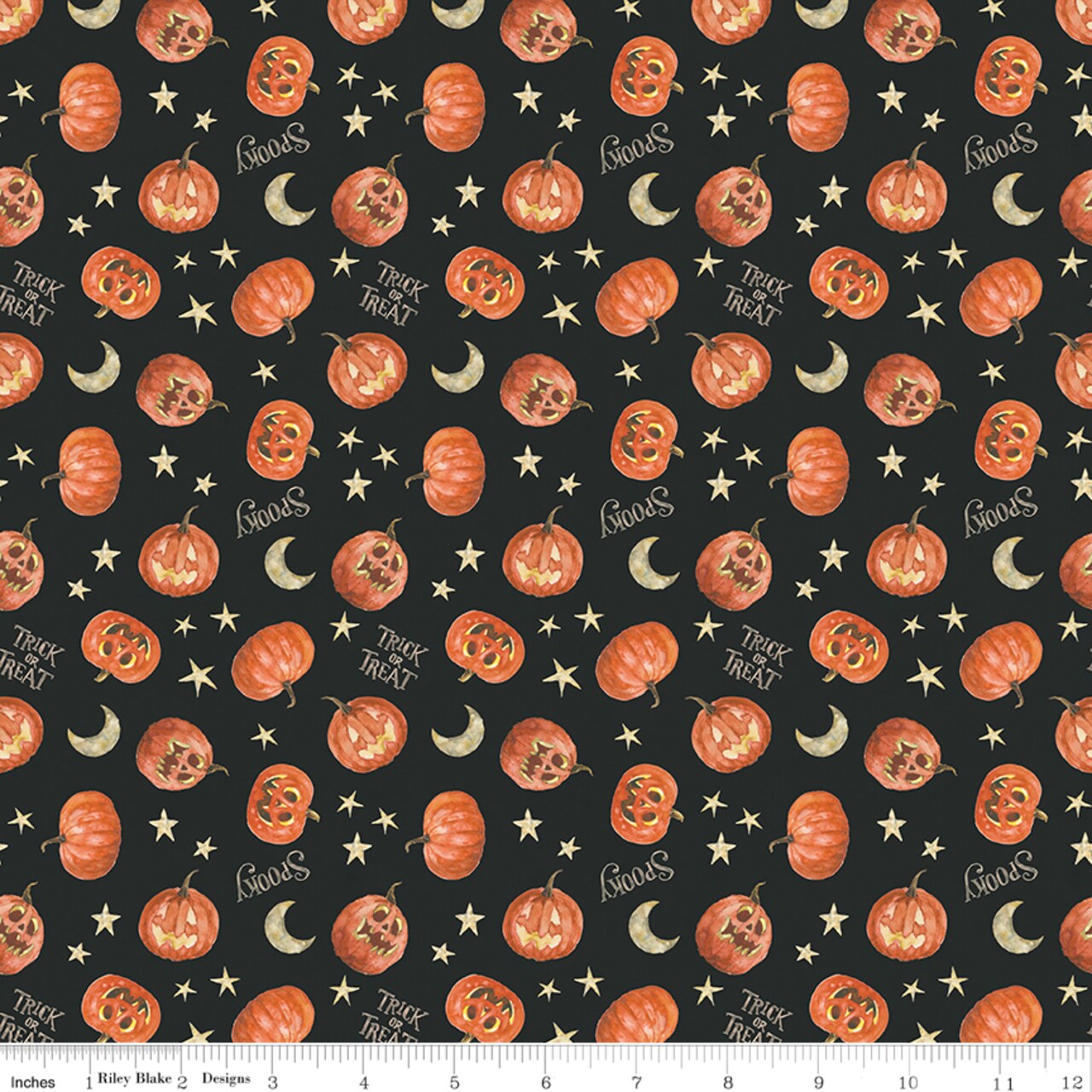 Pumpkins in Black (c15964-black) | Trick or Treat | Lisa Audit | Riley Blake